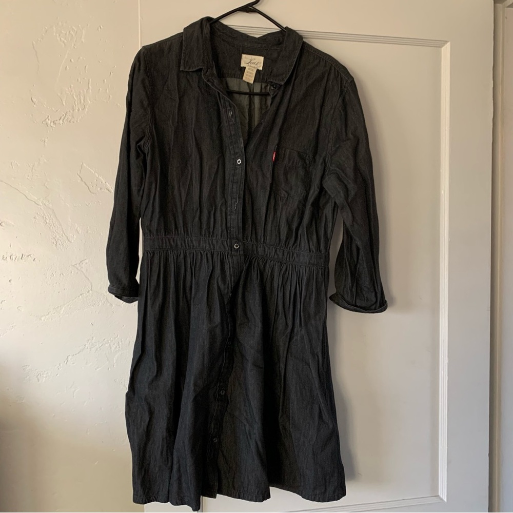 Levi's Black Denim Chambray Button-Up Dress